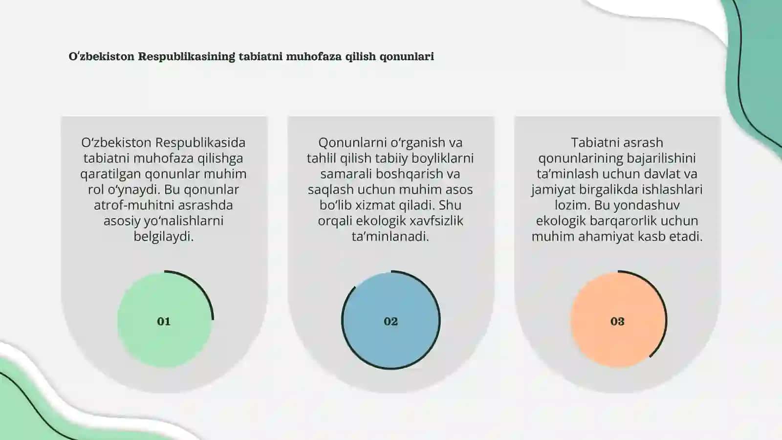 Oʻzbekiston Respublikasi tabiatni asrashga doir qonunlarni oʻrganish tahlil qilish 3
