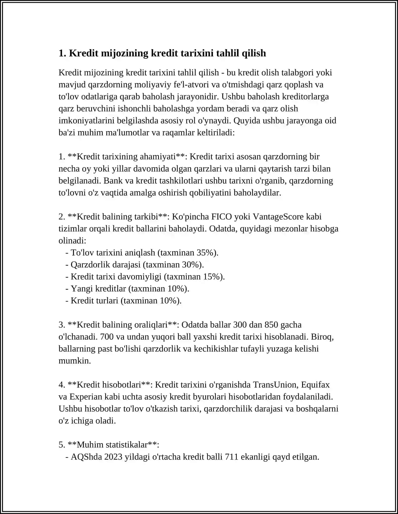 KREDITLASH JARAYONIDA KREDIT LAYOQATINI BAHOLASH MEZONLARI 3
