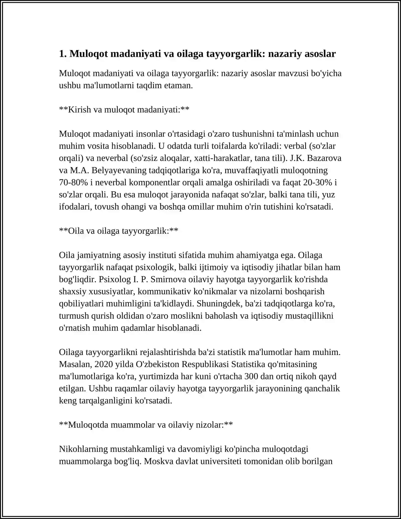 MULOQOT MADANIYATI OILAVIY HAYOTGA TAYYORGARLIKNING BIR YO'NALISHI SIFATIDA 3