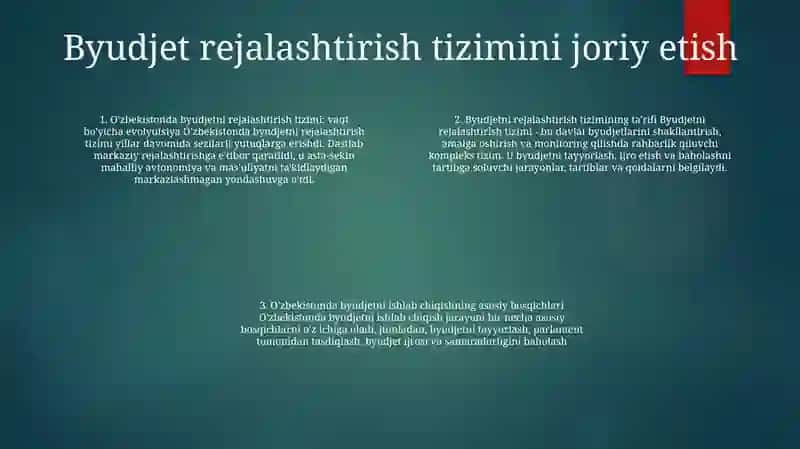 OʻZbekiston Respublikasida Budjet Tizimini Rivojlanish Bosqichlari 3