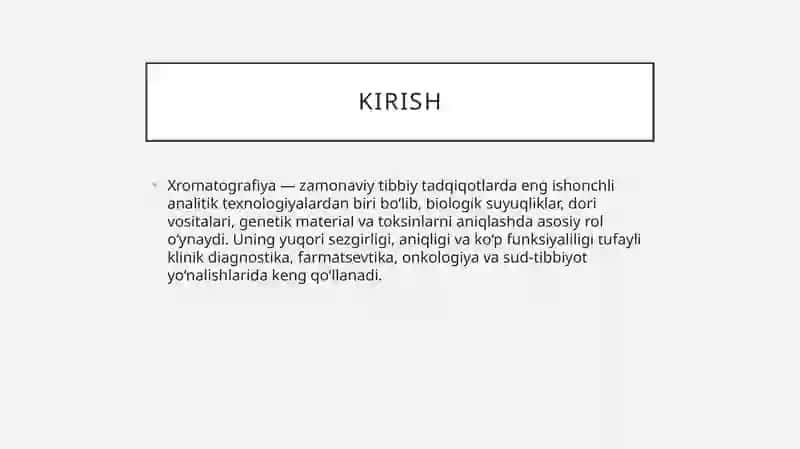 Xromatografiyaning Tibbiy Izlanishlardagi Imkoniyatlari 3