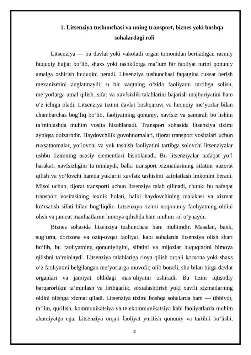Litsenziya talab va shartlariga rioya qilish nazorati 3