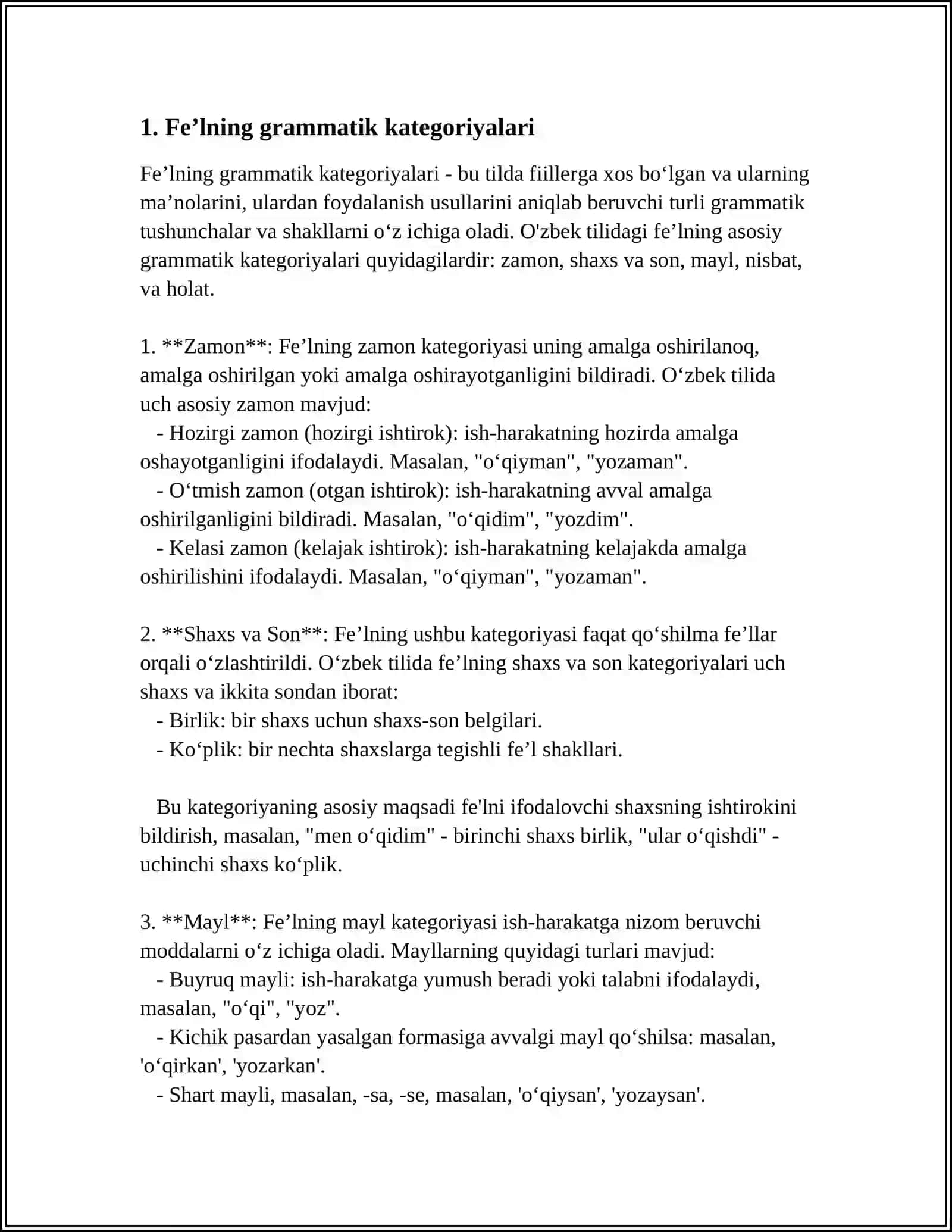 FEL VA UNING GRAMMATIK KATEGORIYALARI. STANDART RETSEPTURA FORMULIROVKALARI FELLAR BILAN. FELLARNI RETSREPDA QOLLANISHI 3