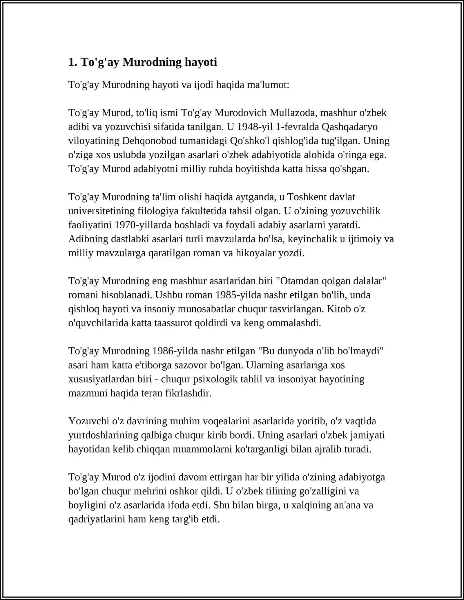 TOĞAY MURODNING OTAMDAN QOLGAN DALALAR 3