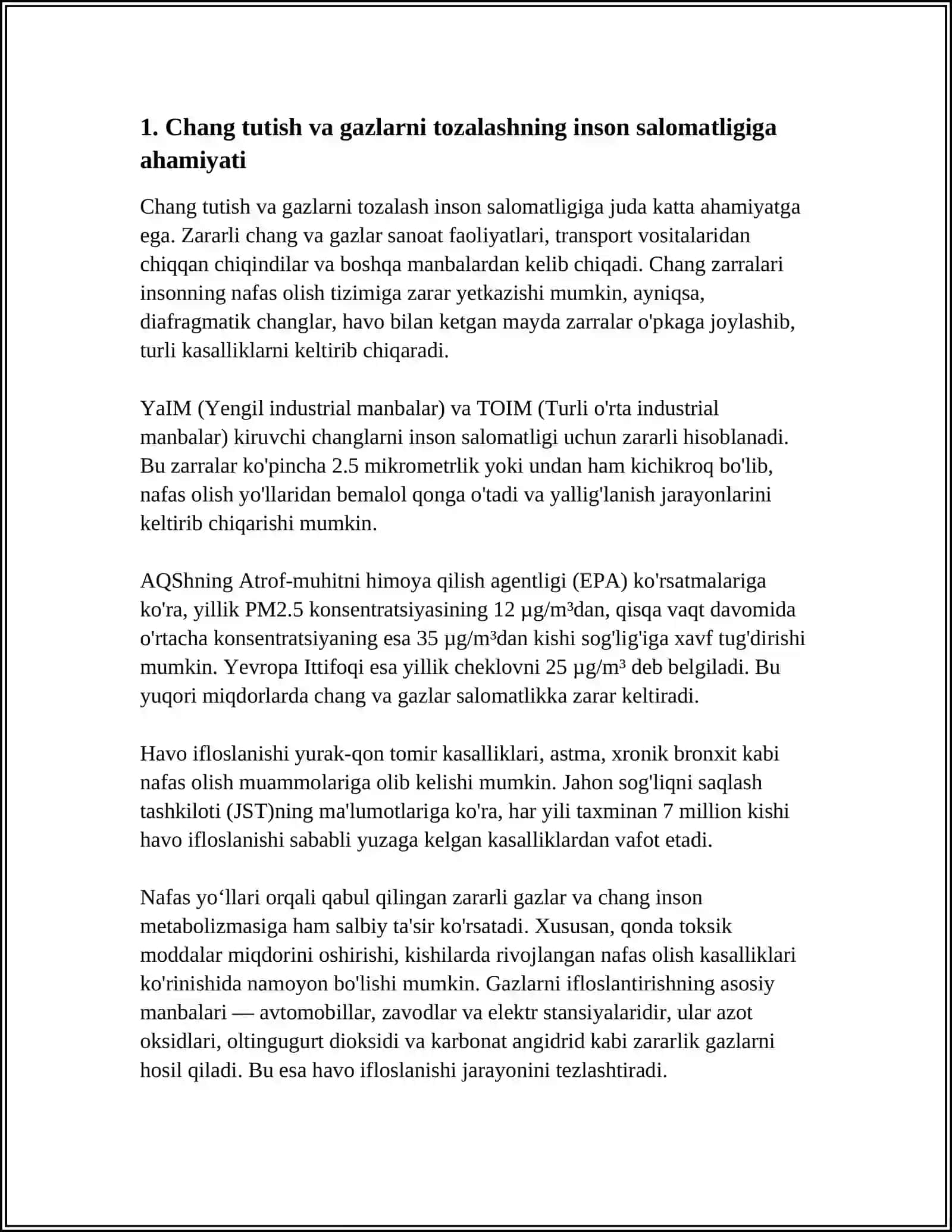 CHANG TUTISH VA GAZLARNI TOZALASHNING AHAMIYATI 3