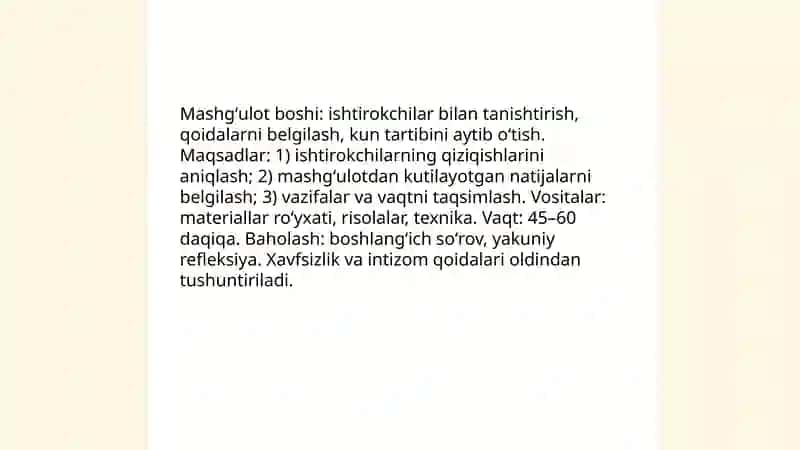 Darsdan tashqari mashgʻulotlarni oʻtkazish senariylari bilan tanishish 3