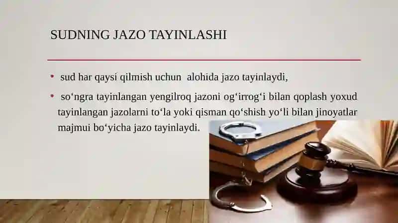 Bir necha jinoyat sodir etganlik uchun jazo tayinlash 3