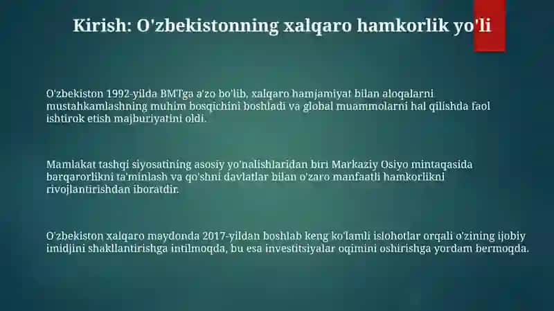 O'zbekistonning xalqaro tashkilotlar bilan hamkorlik 3