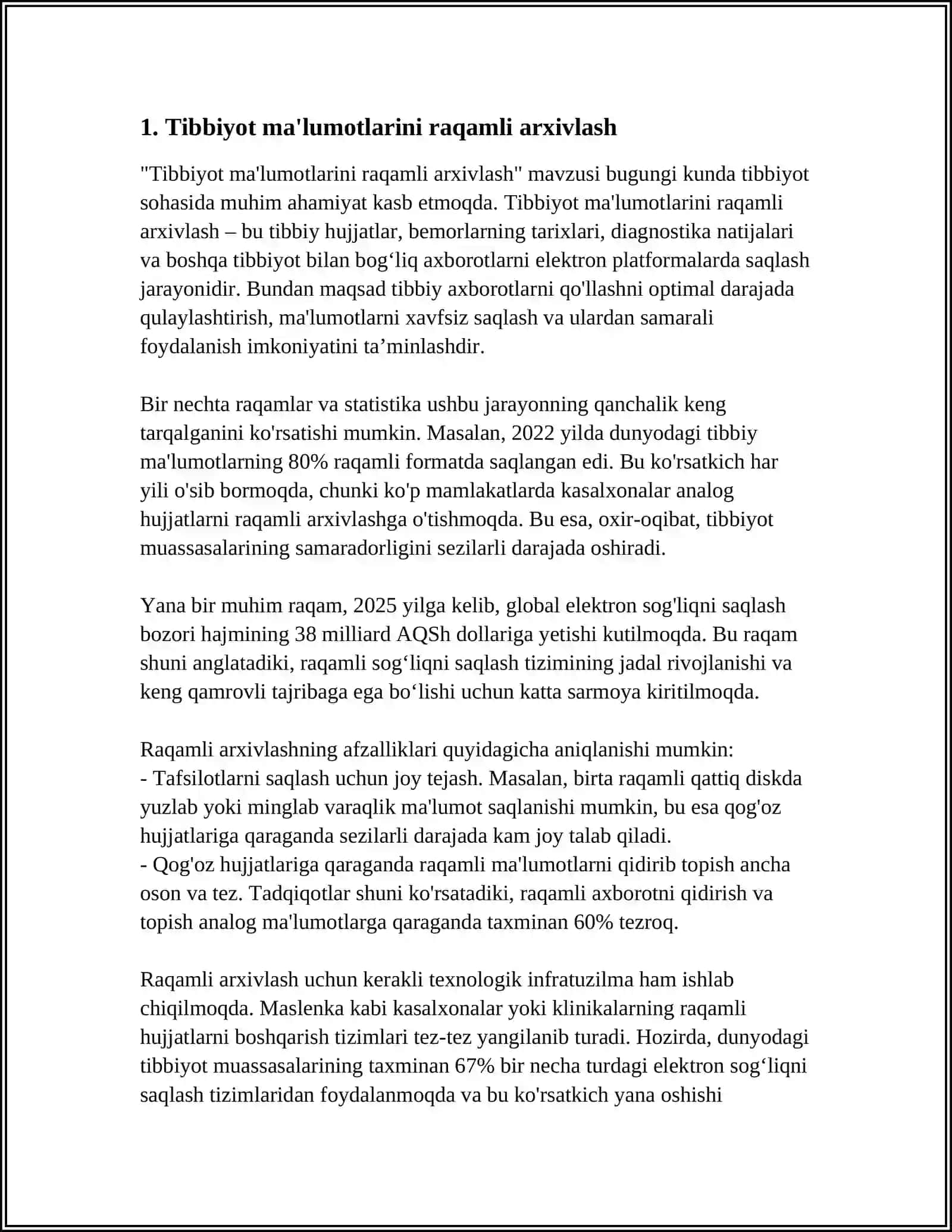 TIBBIYOT AXBORATLARINI ARXIVLASH USULLARI 3