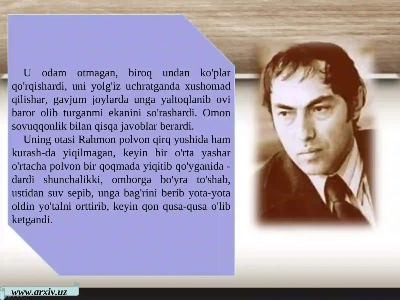 8-sinf Shukur Xolmirzayev Omon ovchining o'limi hikoya 3