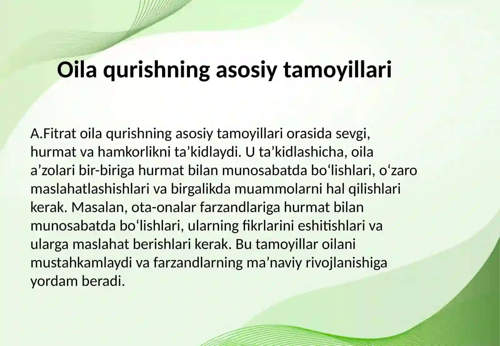 A.Fitratning "Oila asari" dagi oila qurish tartiblari va farzand tarbiyasiga oid gʻoyalar 3