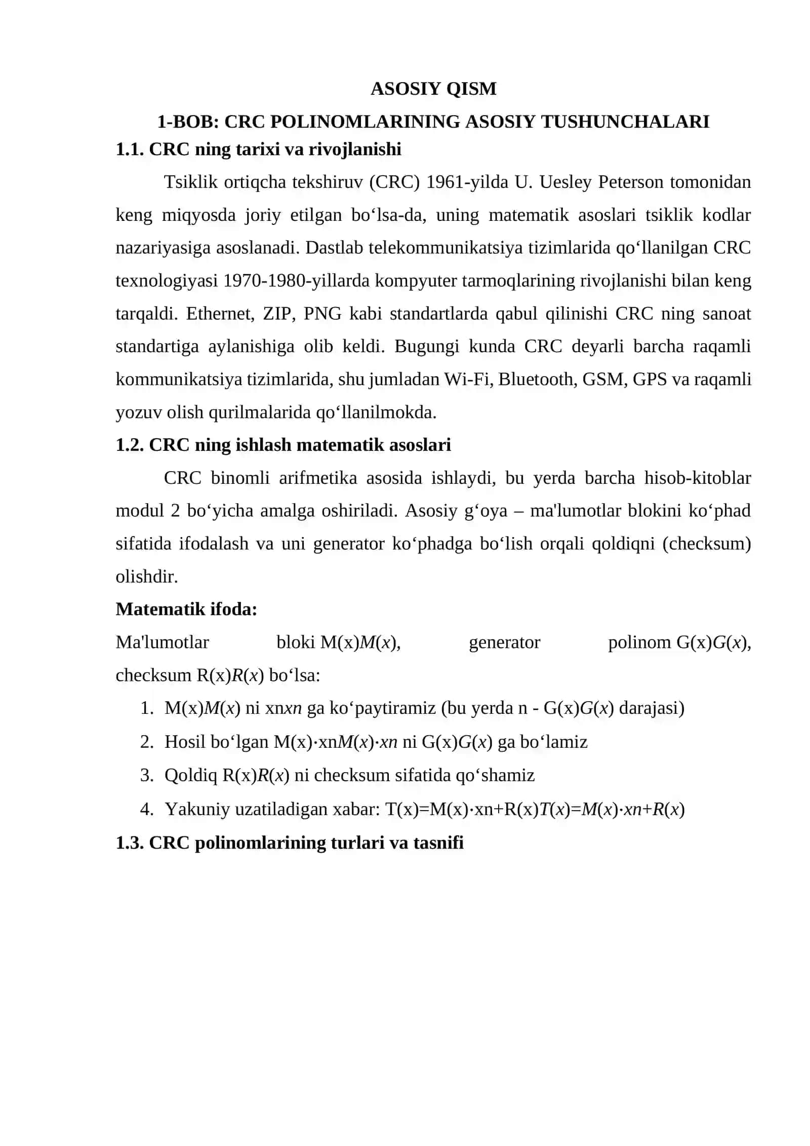 Tsiklik Ortiqcha Tekshiruv (CRC) 3