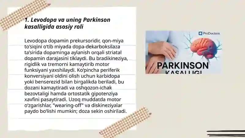 Parkinson kasalligini davolashda ishlatiladigan dori vositalar 3