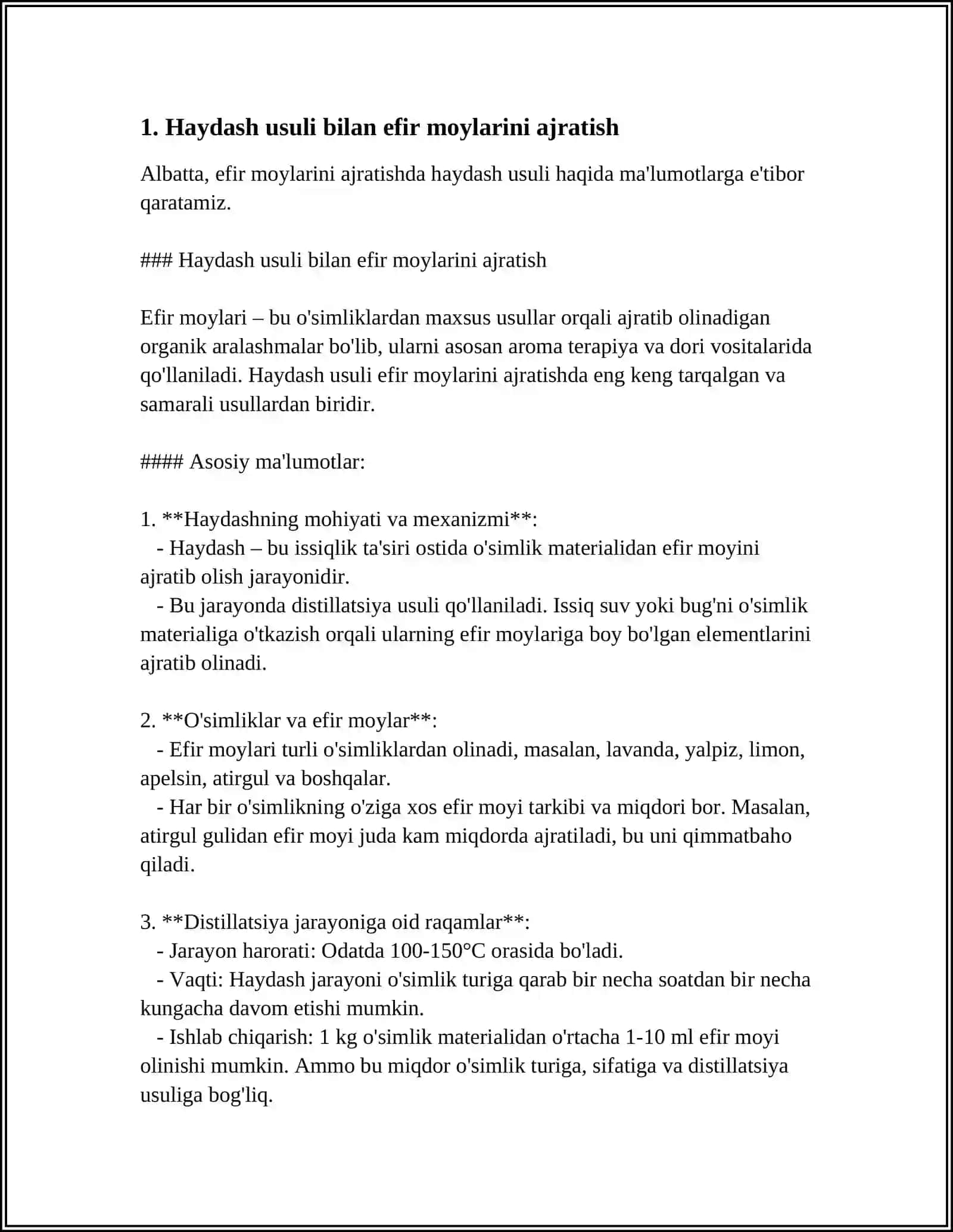 HAYDASH CHO'KMA HOSIL QILISH EKSTRAKSIYA XROMATOGRAFIYA AJRATISH USULLARINI TEXNOLOGIYADA QO'LLANILISHI 3