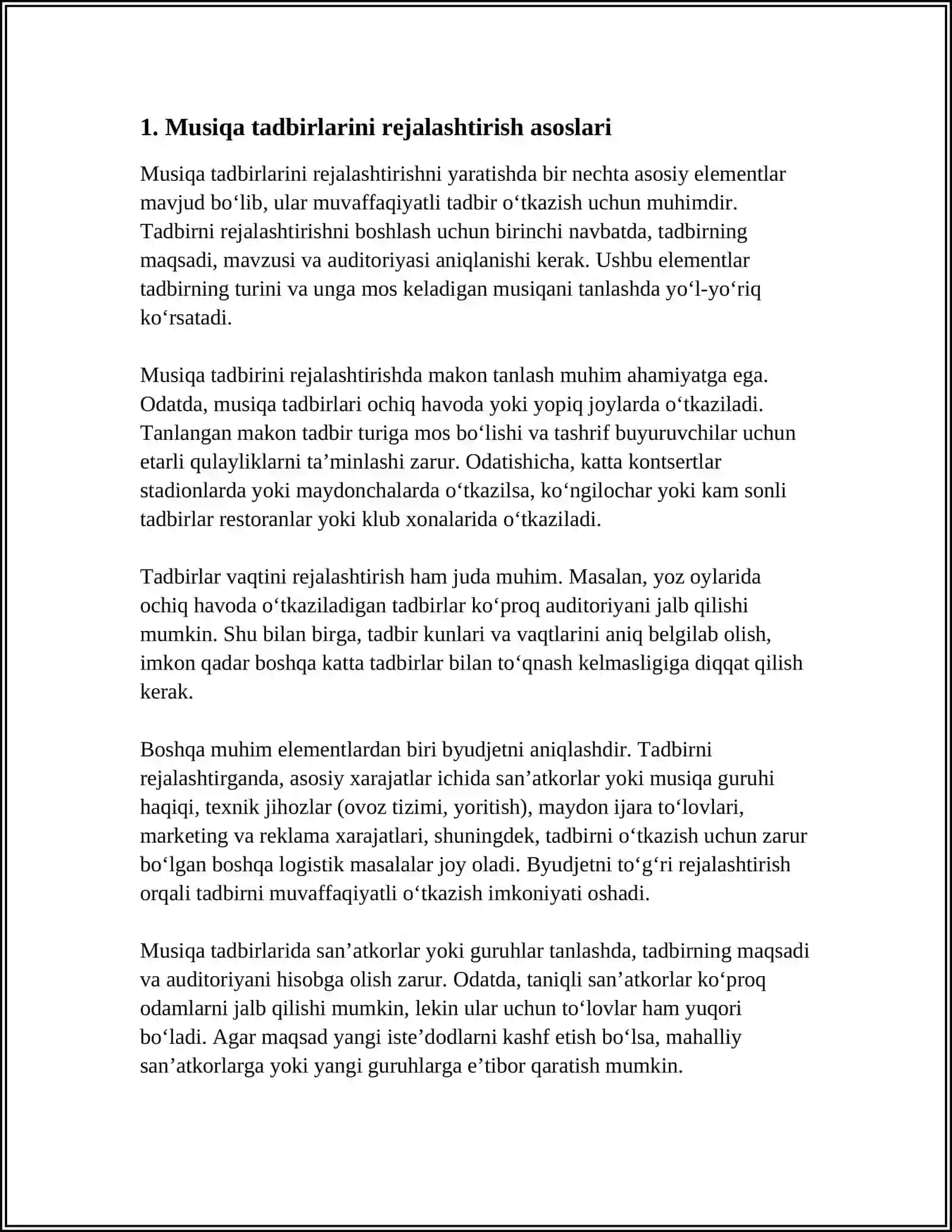 MUSIQA MASHG‘ULOTLAR REJASIDA BAYRAM TADBIRLARI STSENARIYSINI ISHLAB CHIQISH VA ÓTKAZISHGA QÓYILADIGON TALABLAR 3