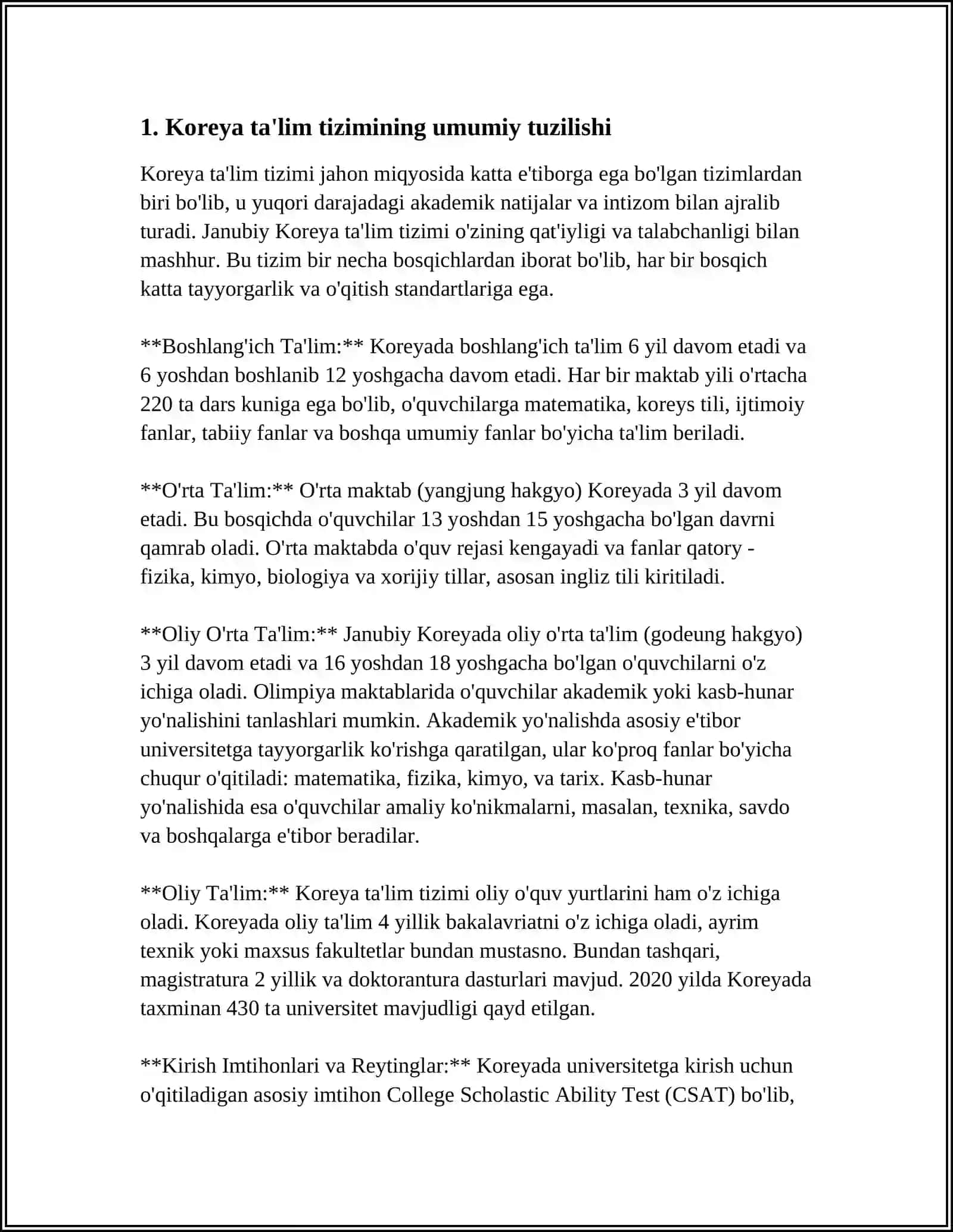KOREYA TA’LIM TIZIMI BO’YICHA SLAYD 3
