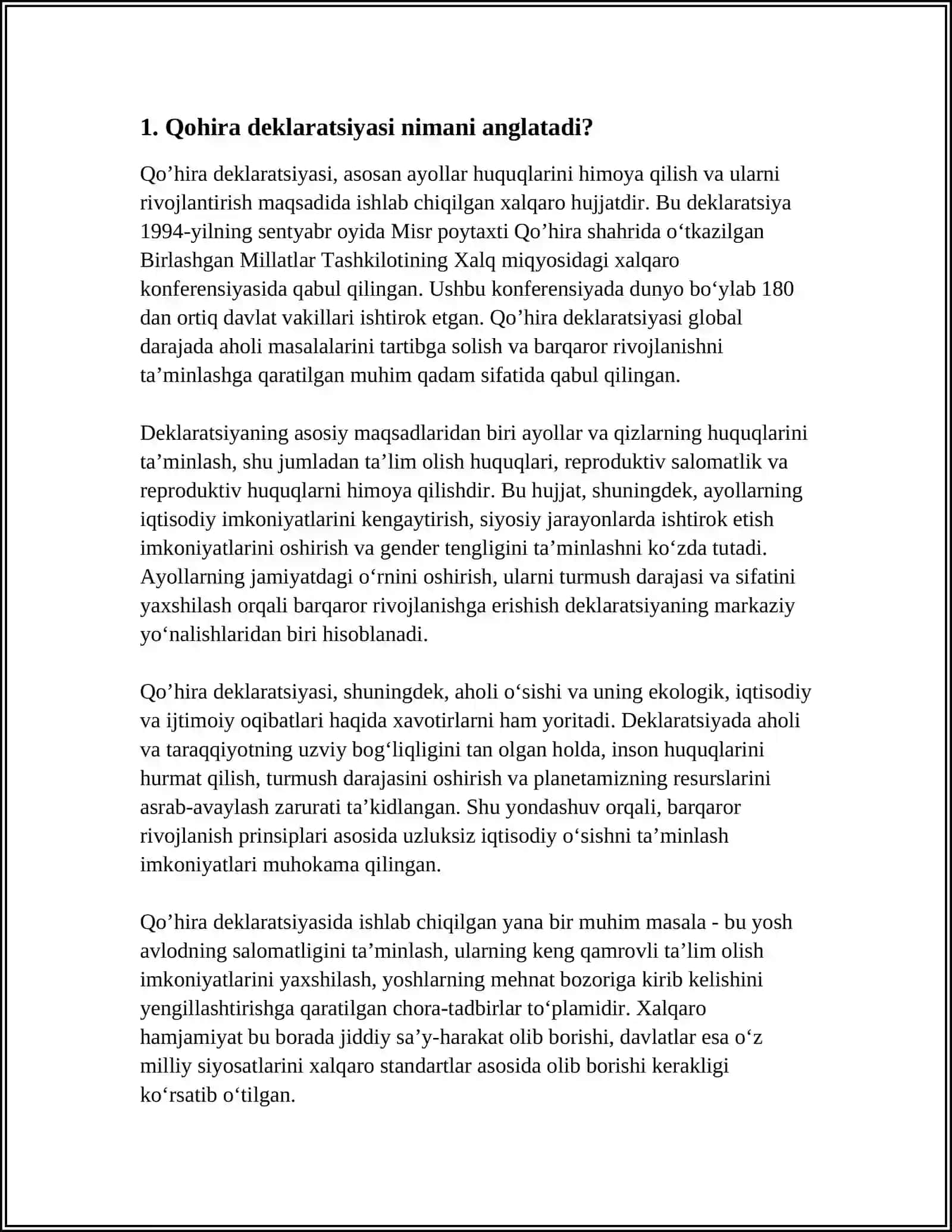 QOHIRA DEKLARATSIYASI TARIXI VA MAZMUNI BORASIDA TAHLILIY MAQOLA 3