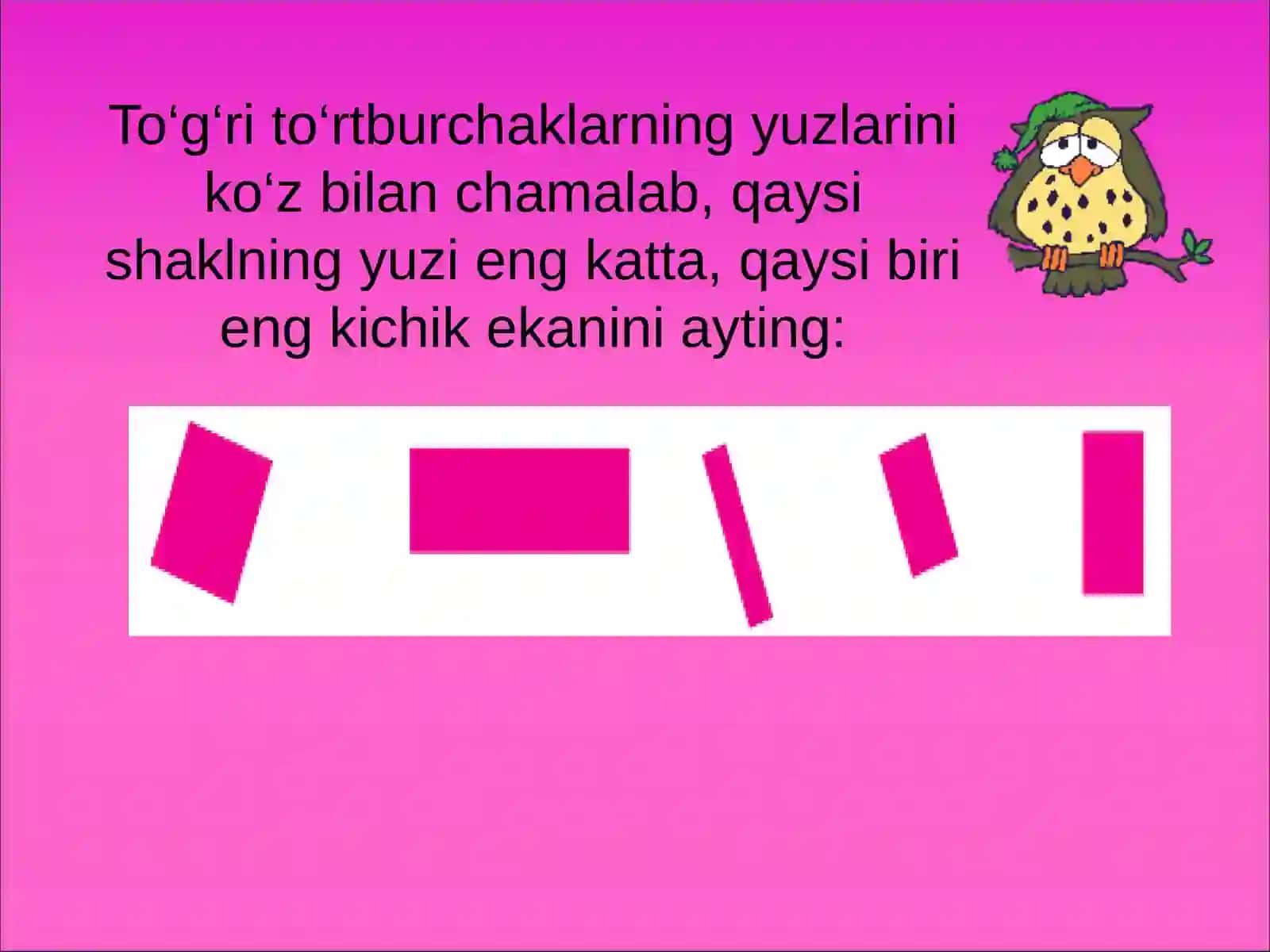 Matematika 2-sinf «Yuz birliklari: Kvadrat santimetr belgilanishi – kv.sm (sm²)» 3