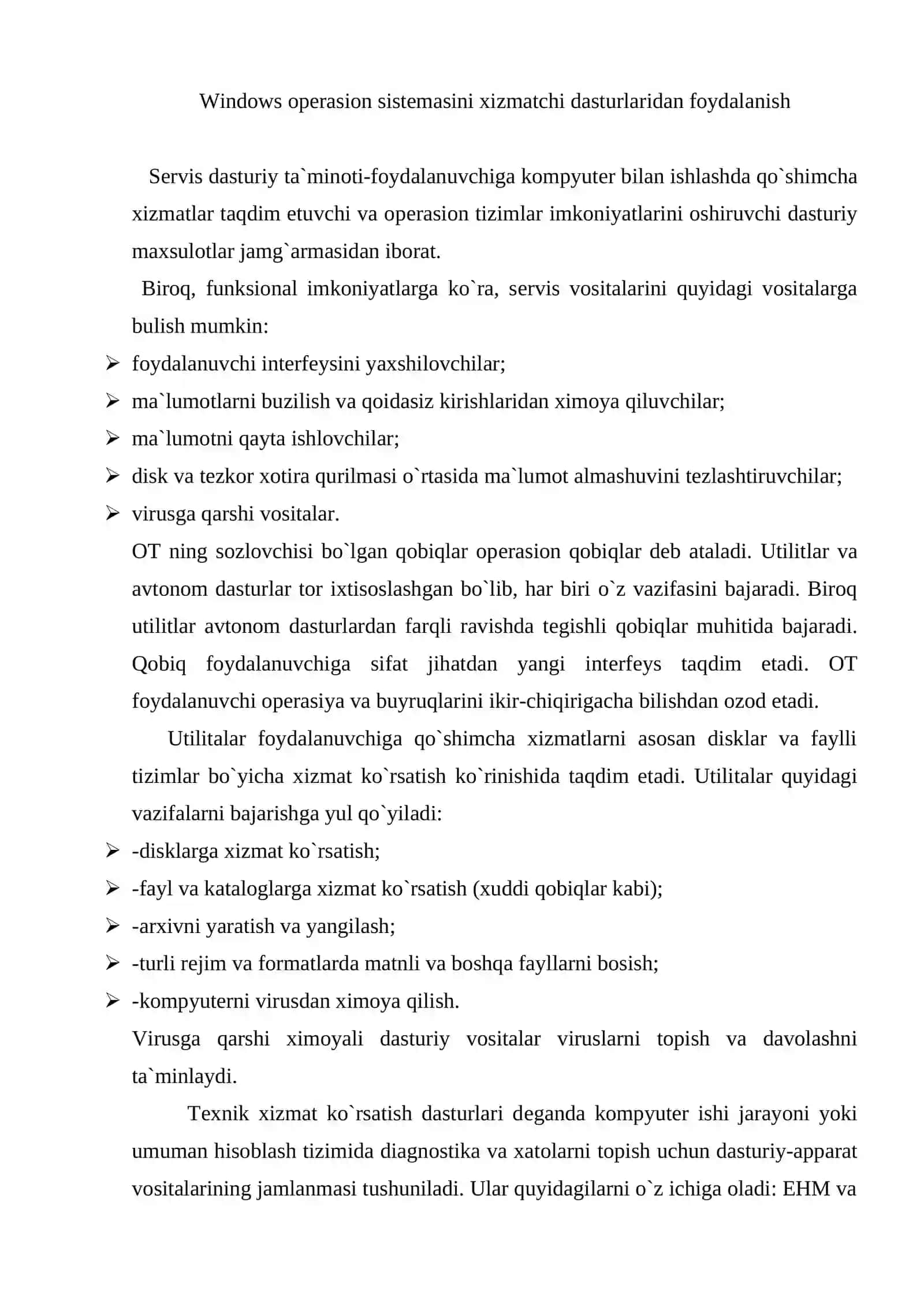 WINDOWS opеrasion tizimining xizmatchi dasturlari haqida ma`lumot 3