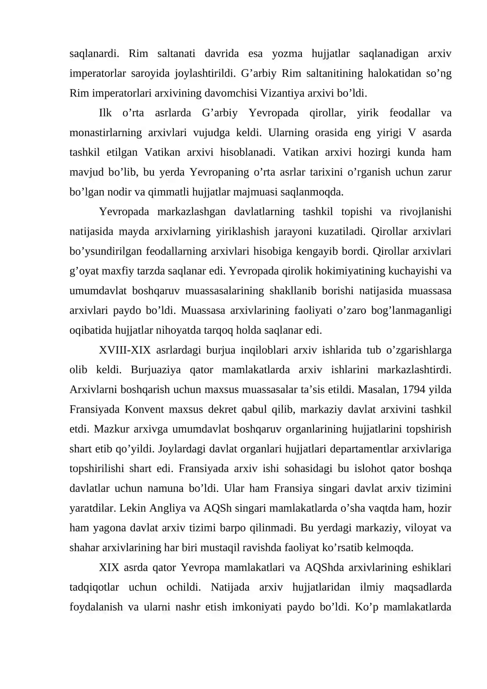 Arxivshunoslik fani taraqqiyotini davrlashtirish 3