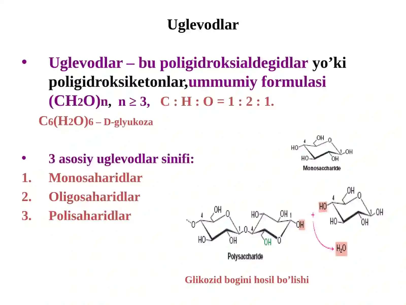Uglevodlar va glikobiologiya. Glikoliz, glyukoneogenez va pentozofosfatliyo’l 3