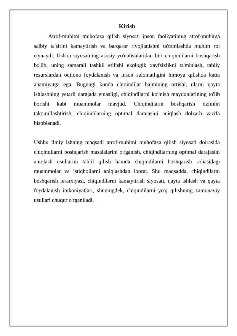 Atrof-muhitni muhofaza qilish siyosati va chiqindilarning optimal darajasini aniqlash 3