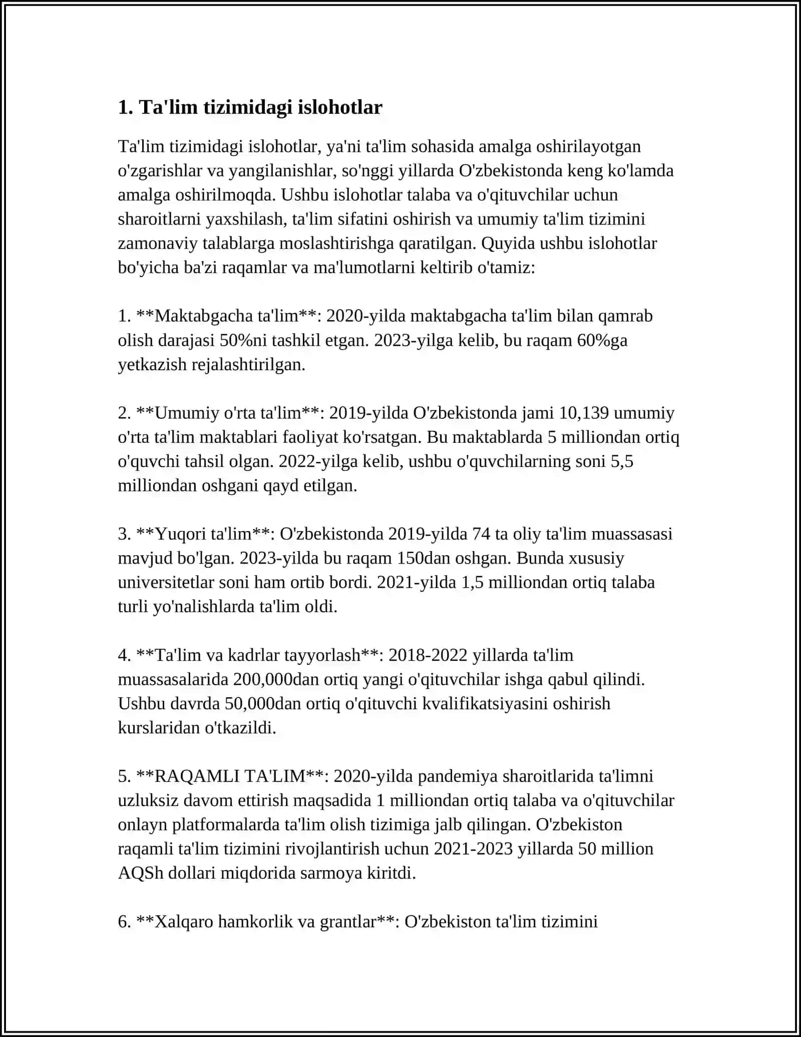 MUSTAQILLIK YILLARIDA O'ZBEKISTONDA SOG'LOM AVLODNI TARBIYALASH ISLOHOTLARI 3