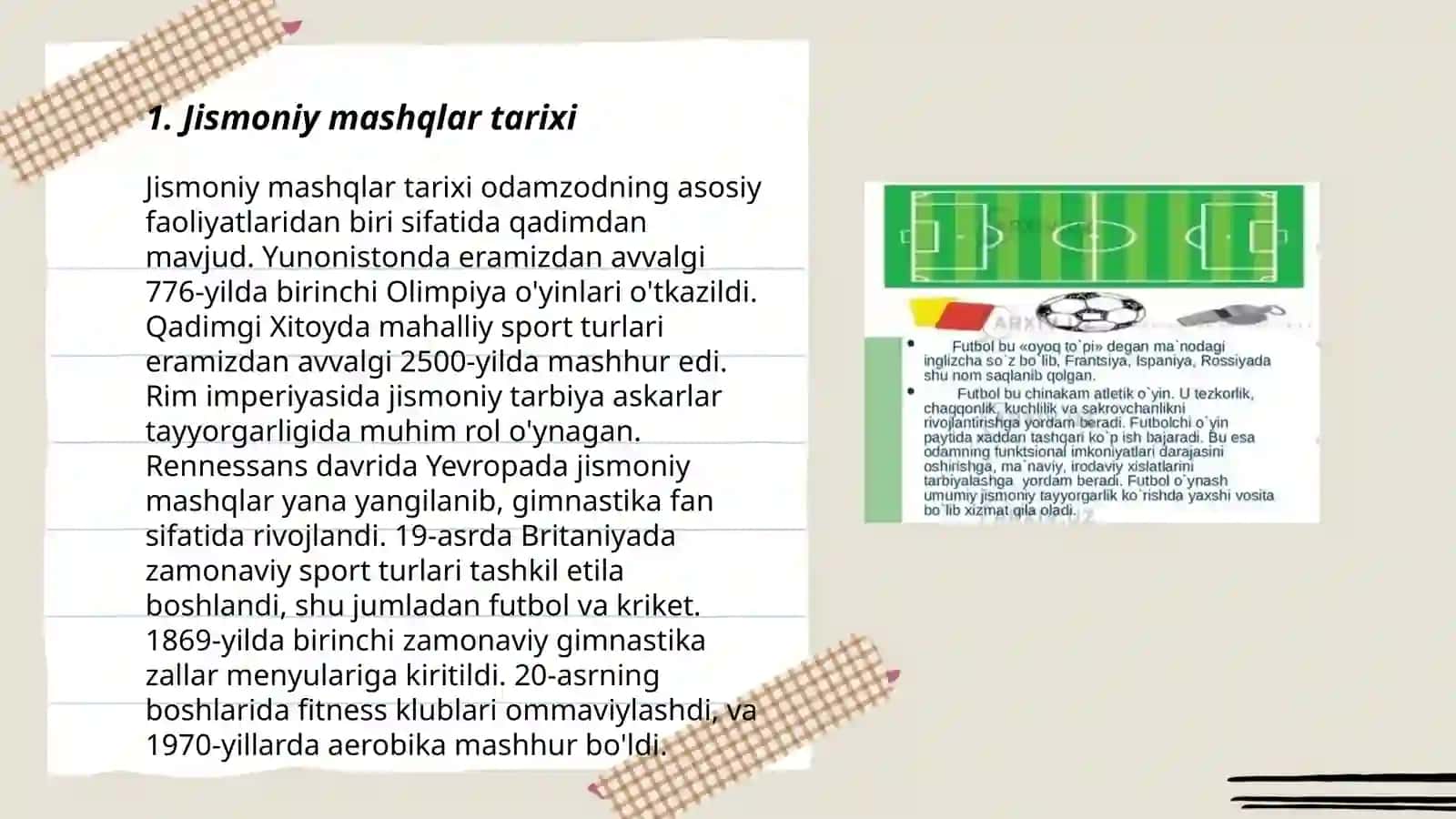Jismoniy mashqlarning xarakteristikasi.Jismoniy mashqlarning paydo bo'lishi 3