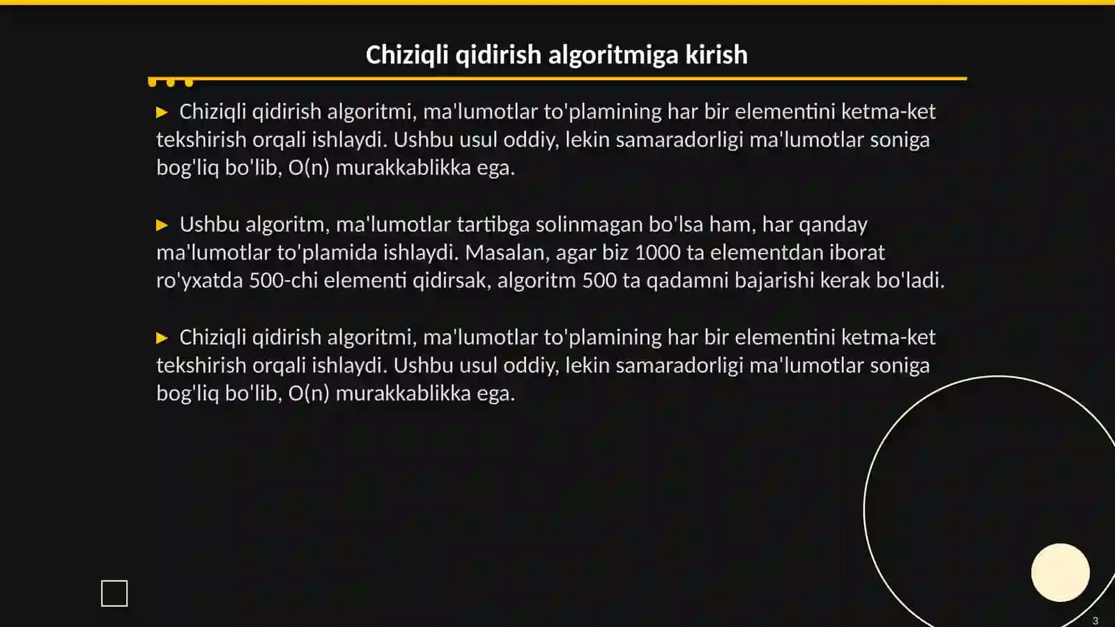 Chiziqli va ikkilik qidirish 3