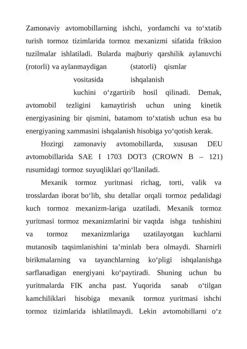 ZAMONAVIY AVTOMOBILLARNING TORMOZ YURITMALARI 3