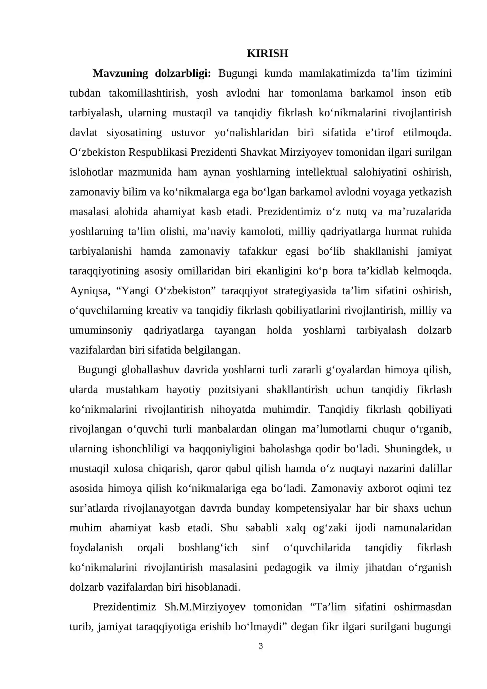 XALQ OG‘ZAKI IJODI VOSITASIDA BOSHLANG‘ICH SINF O‘QUVCHILARINING TANQIDIY FIKRLASH KO‘NIKMALARINI SHAKLLANTIRISH TEXNOLOGIYASI 3