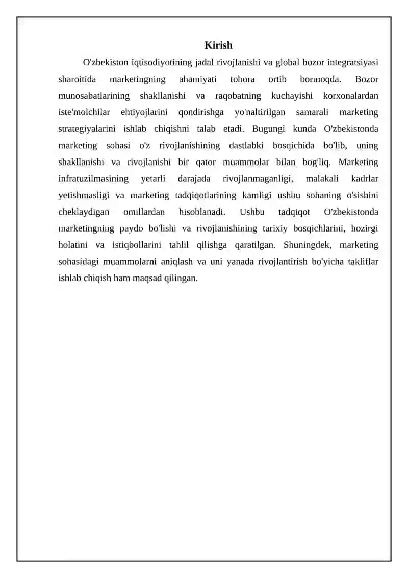 Oʻzbekistonda marketingni vujudga kelishi va rivojlanishi 3