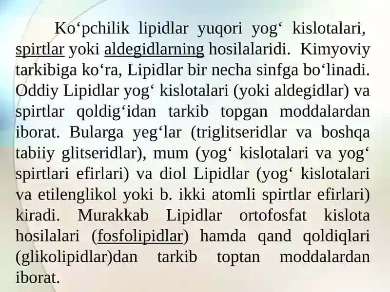 Lipidlar umumiy tasnifi 3