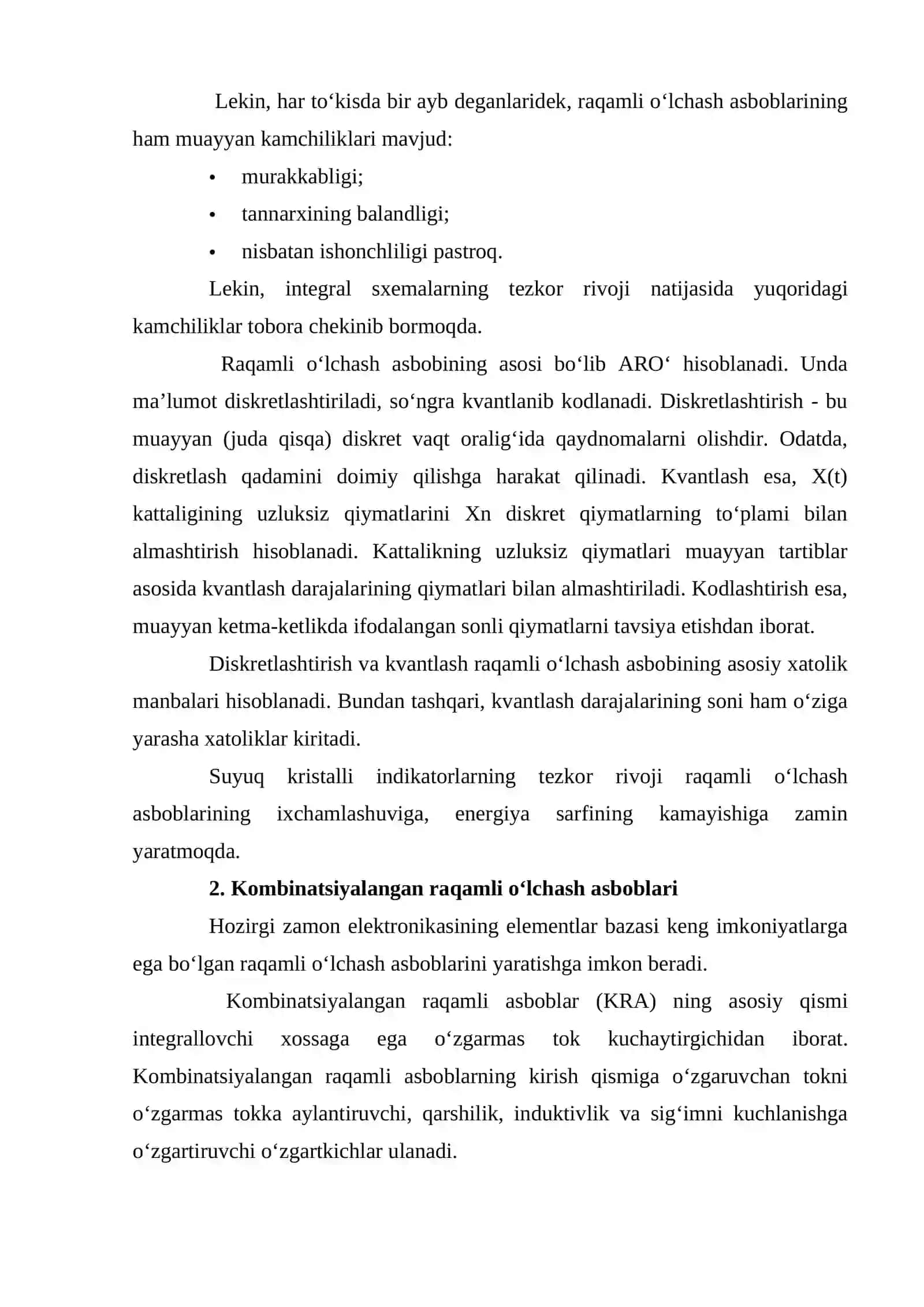 Raqamli o'lchov qurilmalarini avzallik va kamchiliklari 3