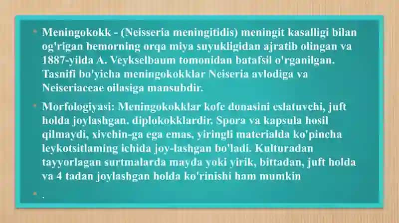 Pnevmokokklar,meningokokklar tavsifi,keltirib chiqaradigan kasalliklar patogenezi., laboratoriya tas 3