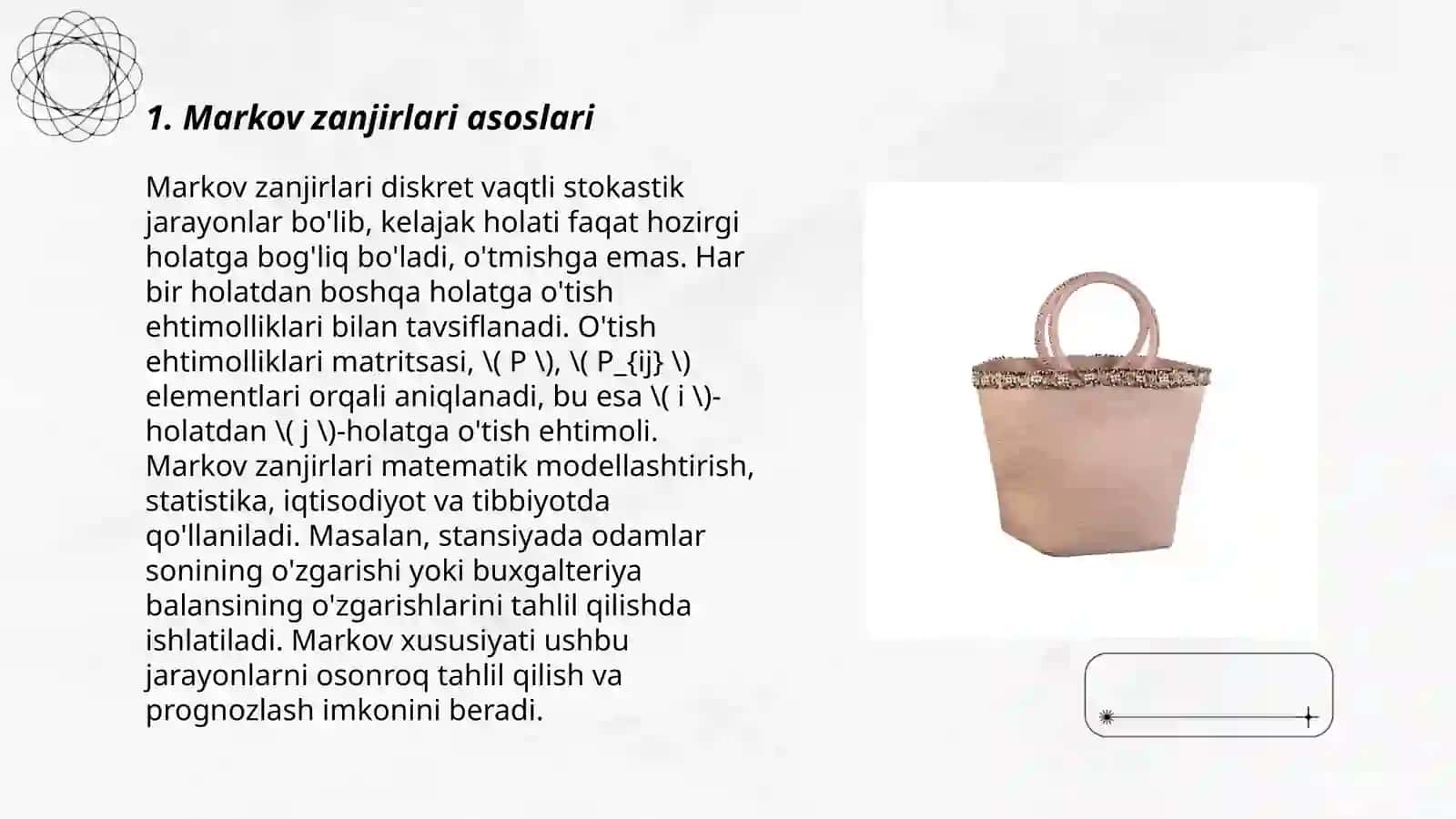 Markov zanjirlari va uni qishloq xòjalik masalalarini yechish 3