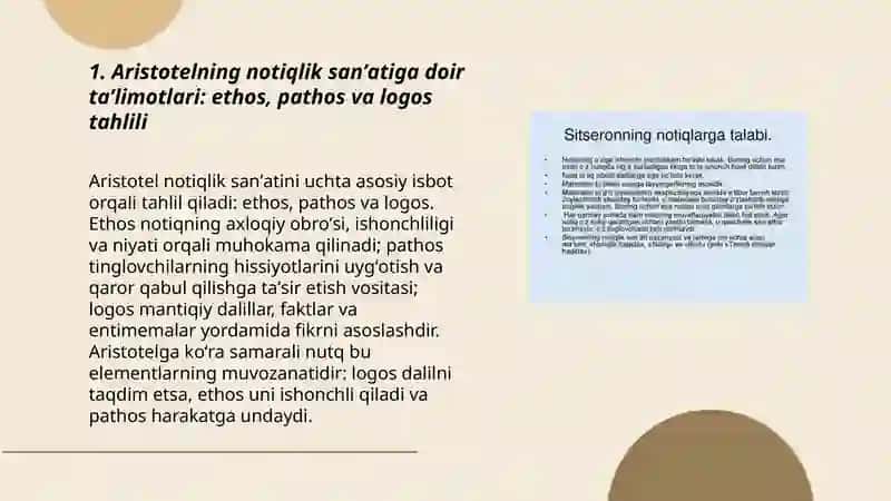 Gʻarb mutafakkirlarining notiqlik sanʼatiga doir oʻgitlarini tahlil qilish 3