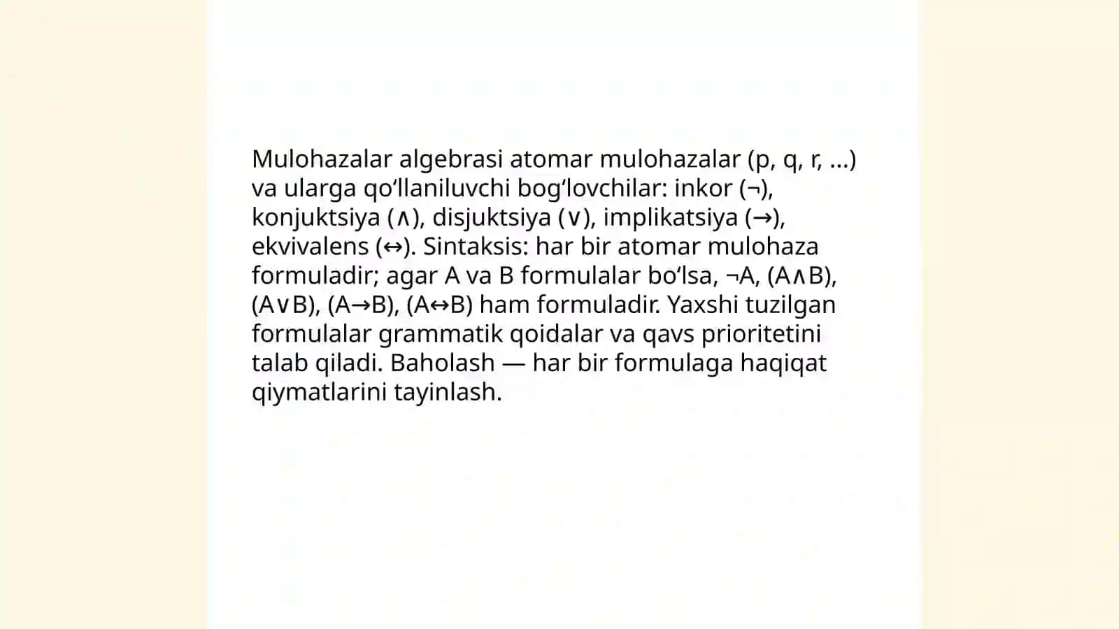Mulohazalar algebrasi formulalari 3