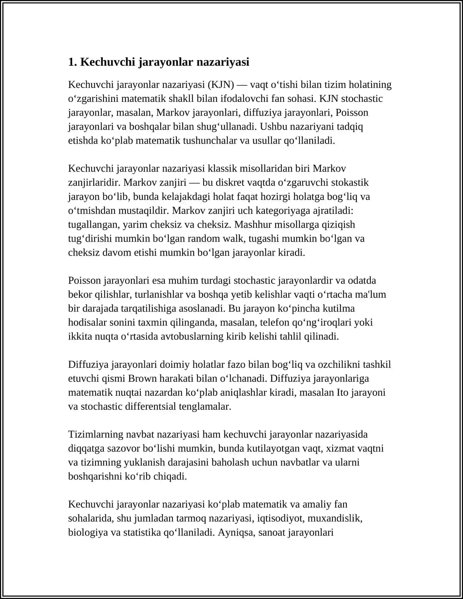 VAQT DOIMIYSI. O‘TKINCHI JARAYONLARINI KLASSIK USULDA TAXLIL KILISH 3