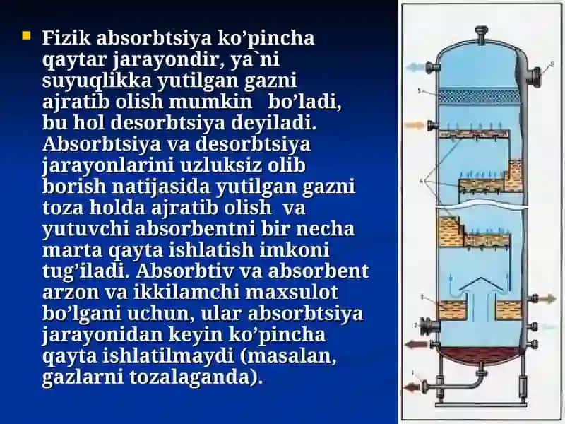 Gazlarni tozalash usullari (absorbsiya, adsorbsiya) 3