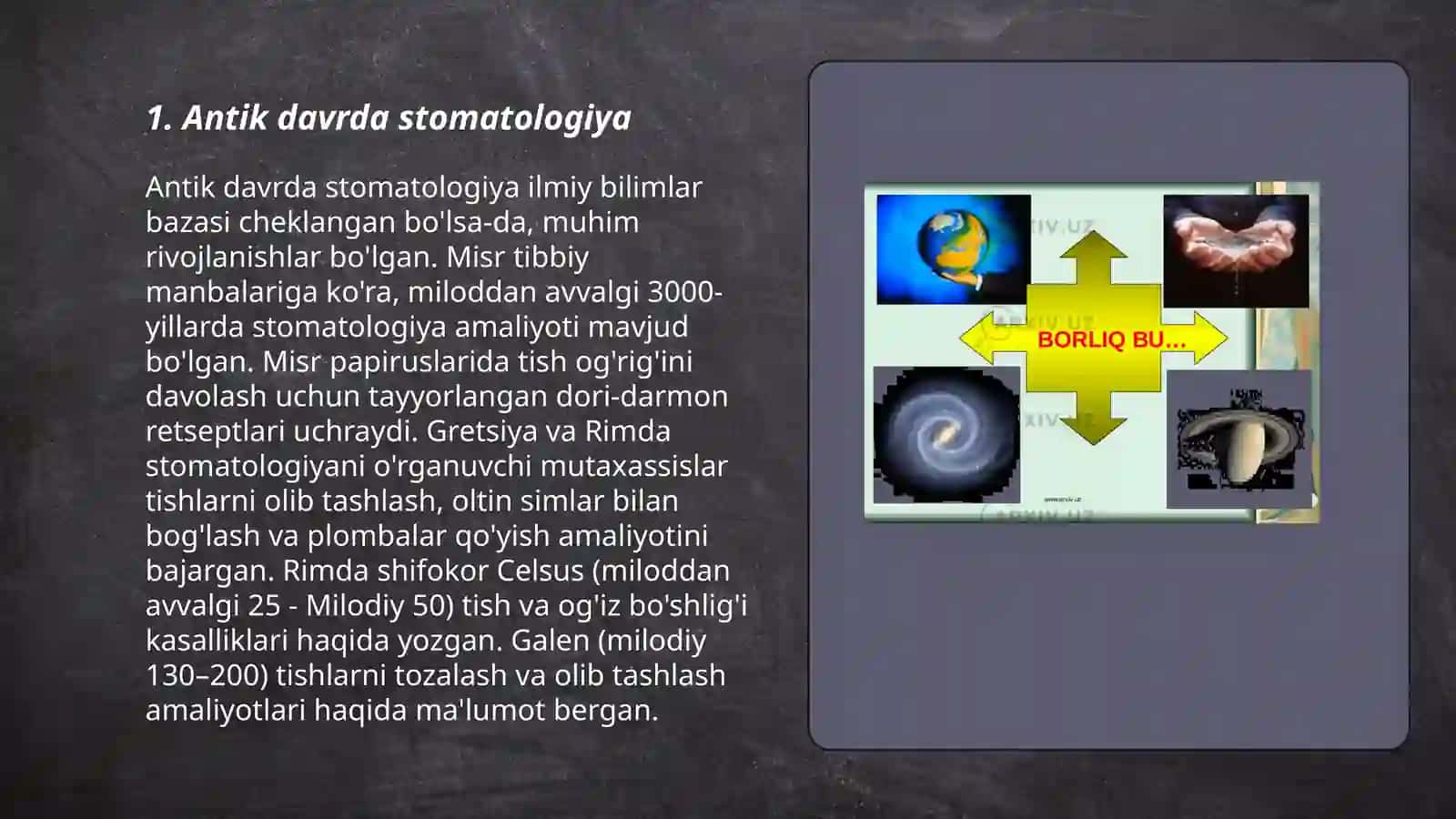Stomatologiyaning tarixiy rivojlanish bosqichlari. Stomatologiya maktablarining rivojlanishi 3