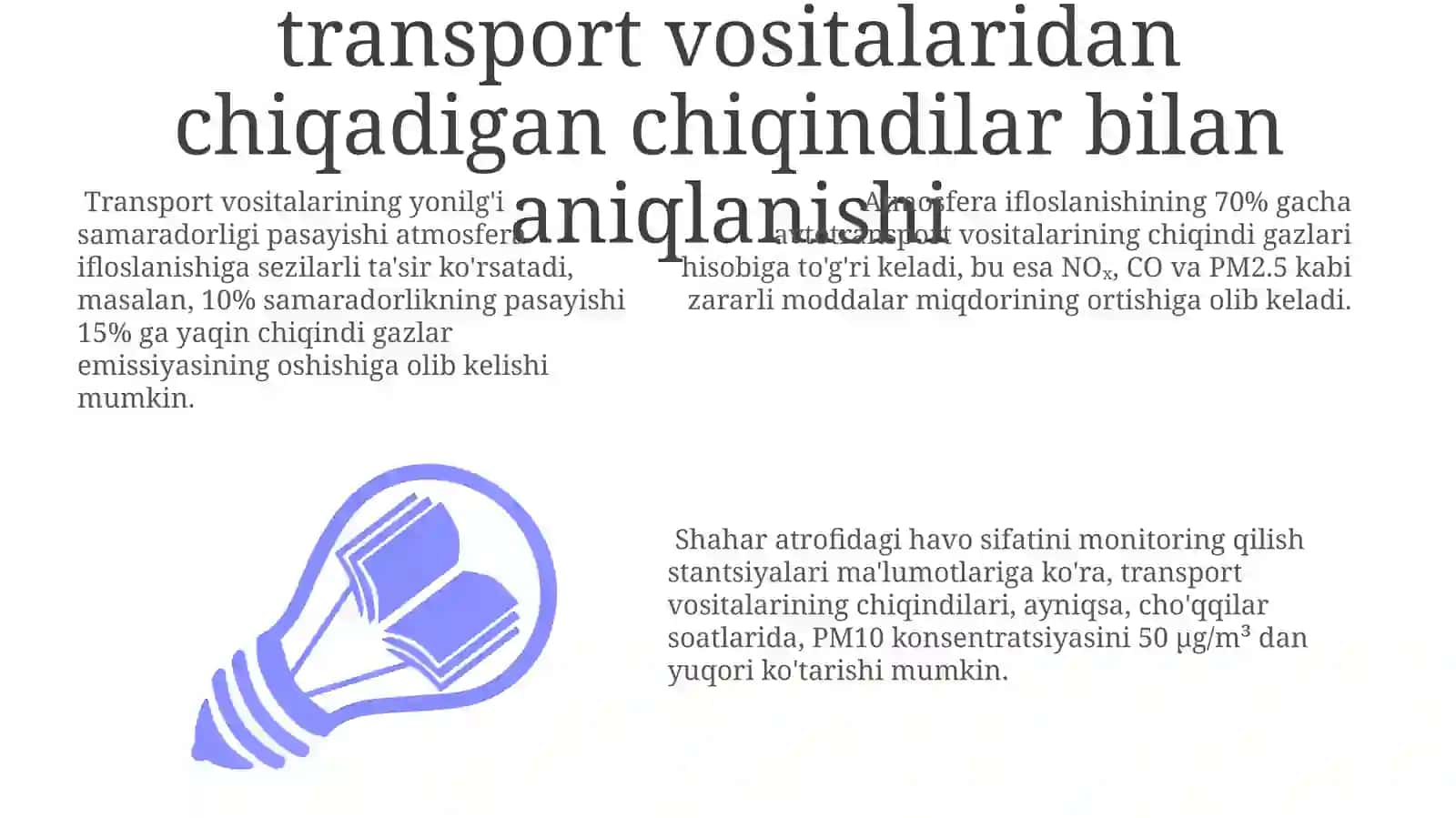 Atmosferaning transport chiqindilari bilan ifloslanishi aniqlash 3