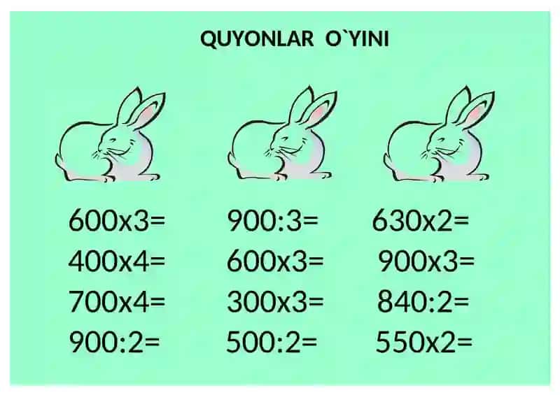 Boshlang'ich matematika fanidan ko'rgazmali masalalar to'plami 3