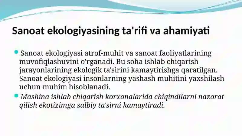 Sanoat ekologiyasi xaqida umumiy malumot 3