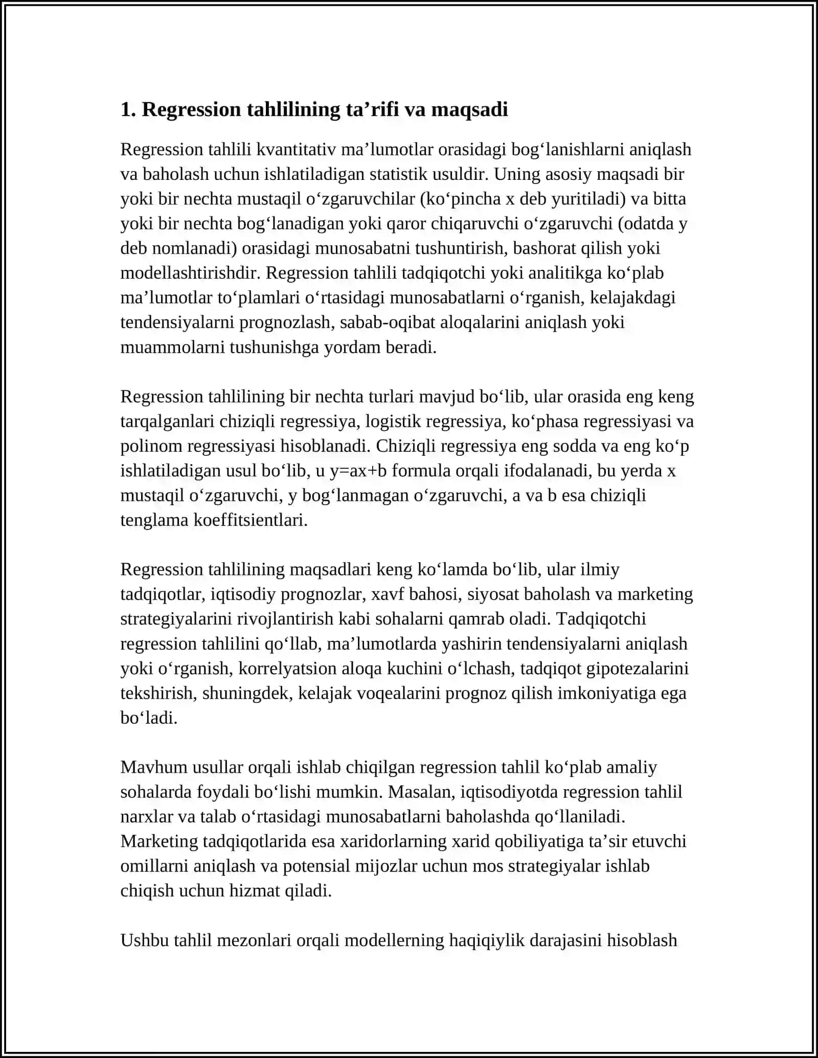 REGRESSION TAHLIL MEZONI HAQIDA UMUMIY TUSHUNCHA 3
