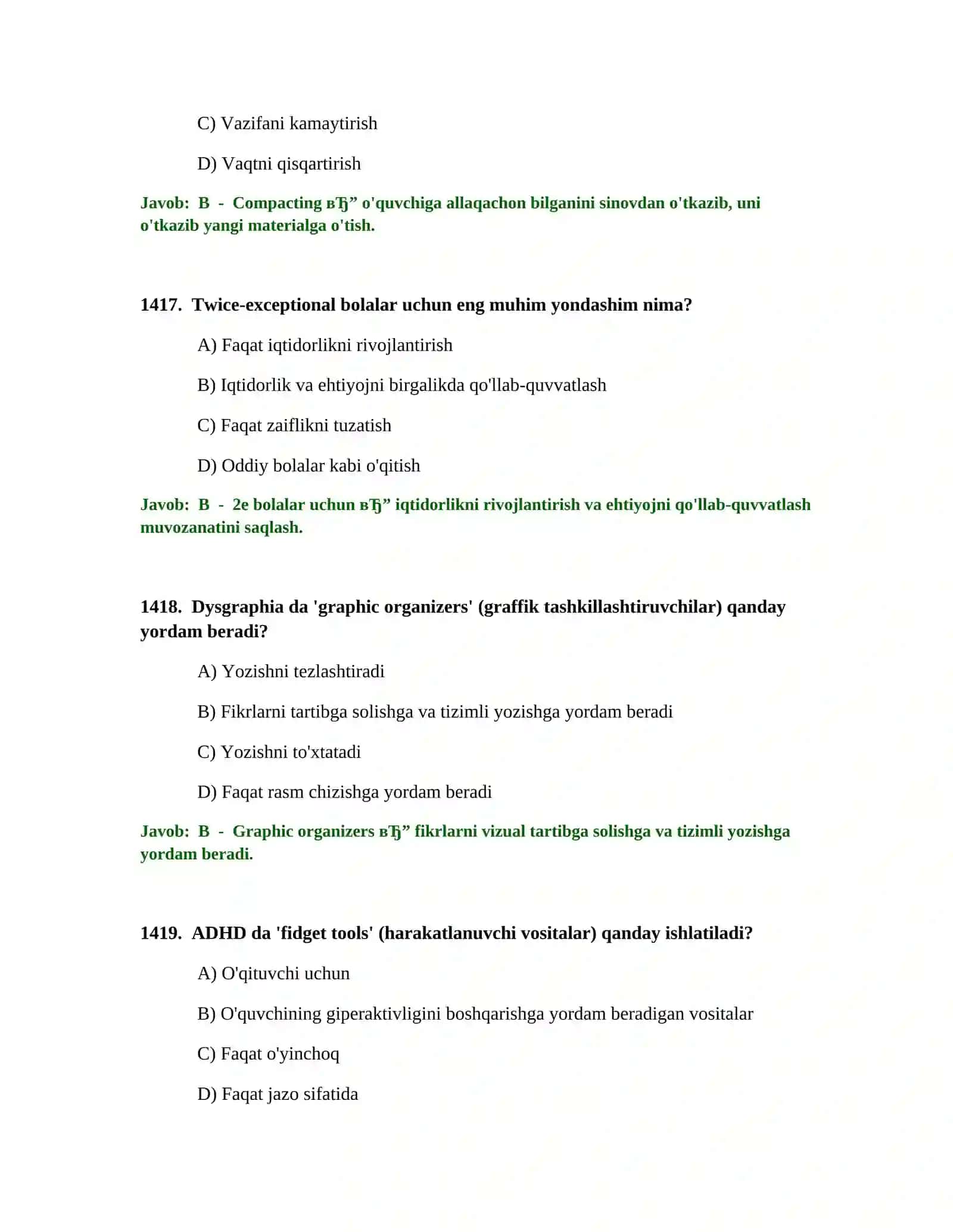 BOSHLANG'ICH TA'LIM O'QITUVCHISI TEST SINOVLARI 3