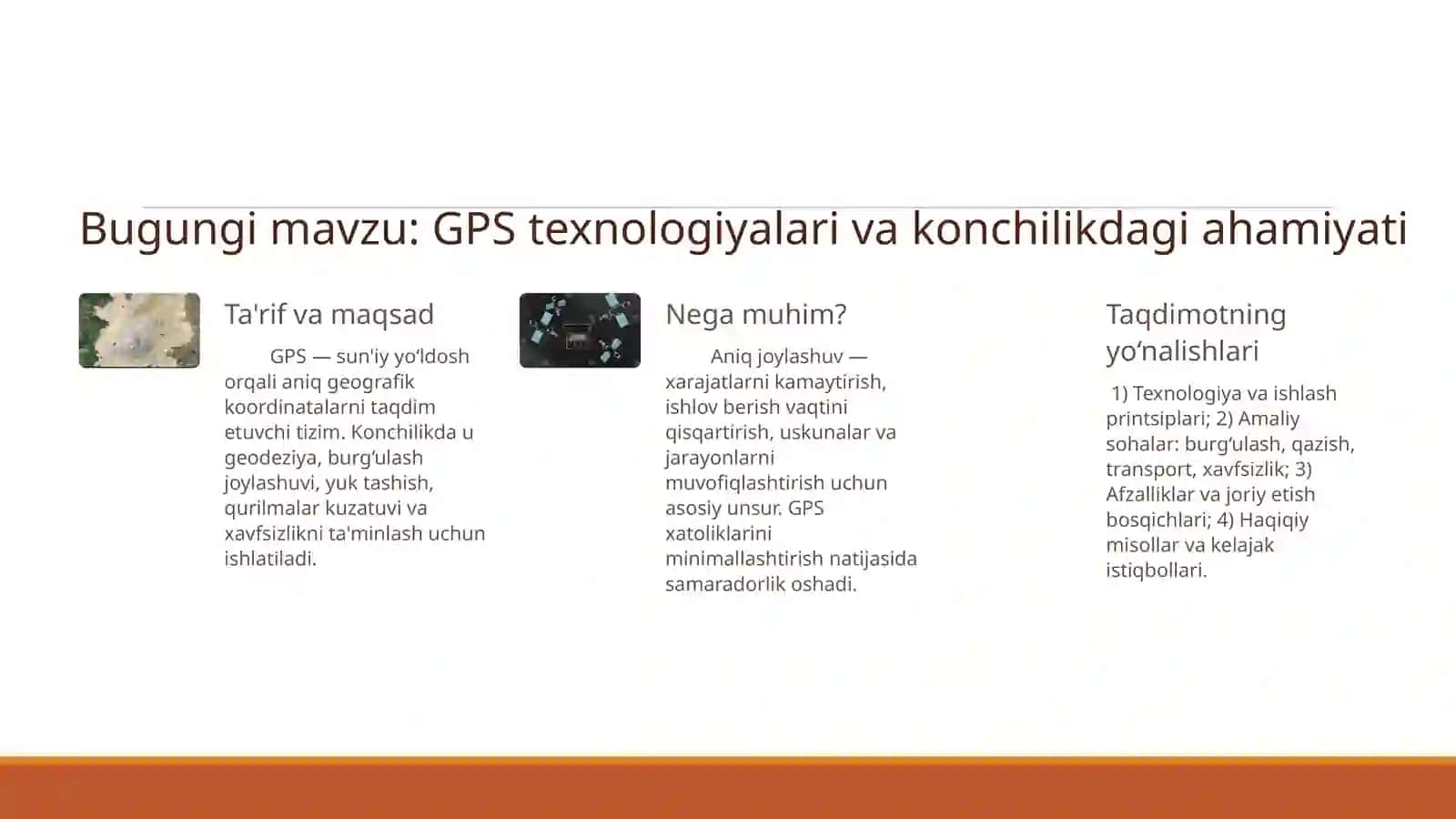 Konchilik SOHASIDA GPS SISTEMALARINING QO'LLANILISHI 3