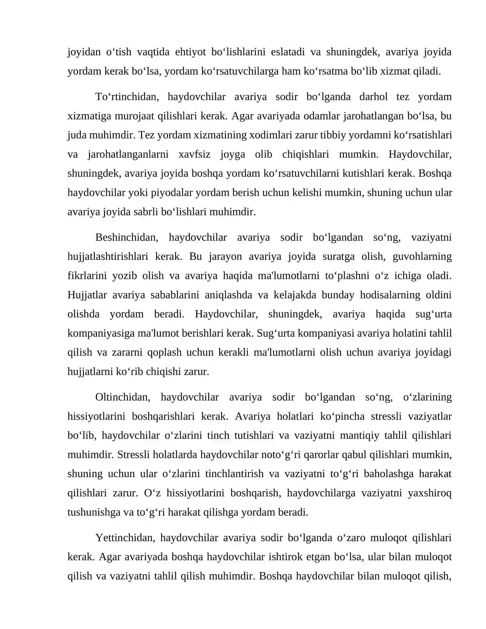 Yo‘l transport hodisasi sodir etgan haydovchilarning vazifalari 3