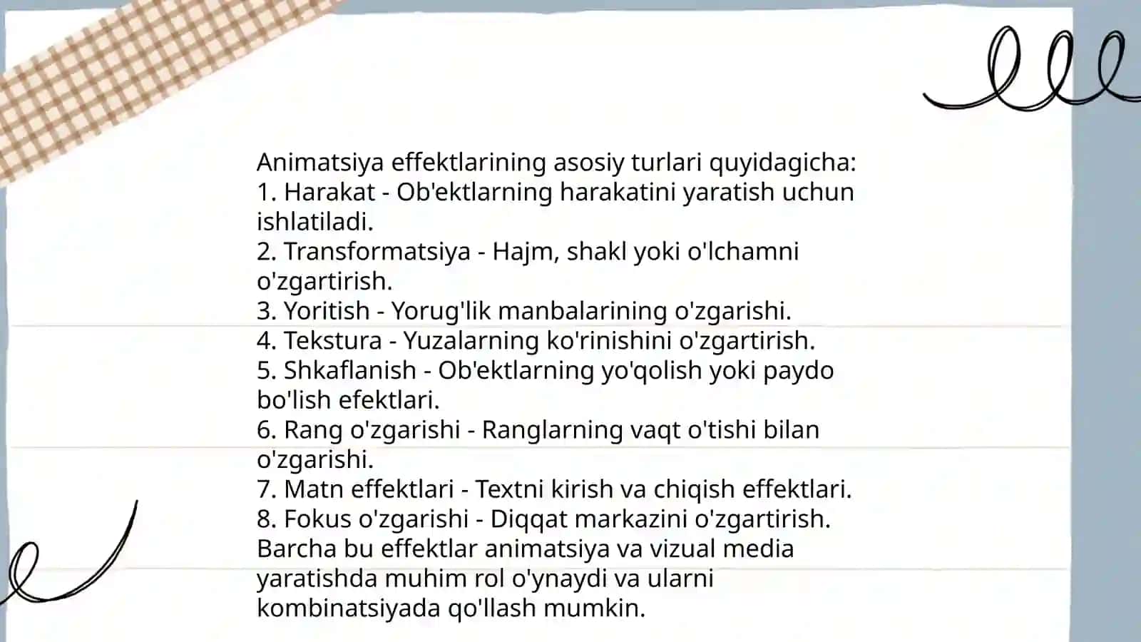 Animatsia effektlari. Taqdimot namoyishini boshqarish 3