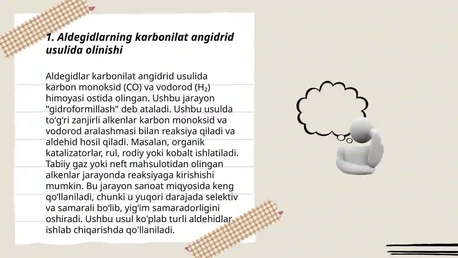 Aldegid va ketonlarning olinish usullari. Toʻyinmagan aldegidlar. Xinonlar 3